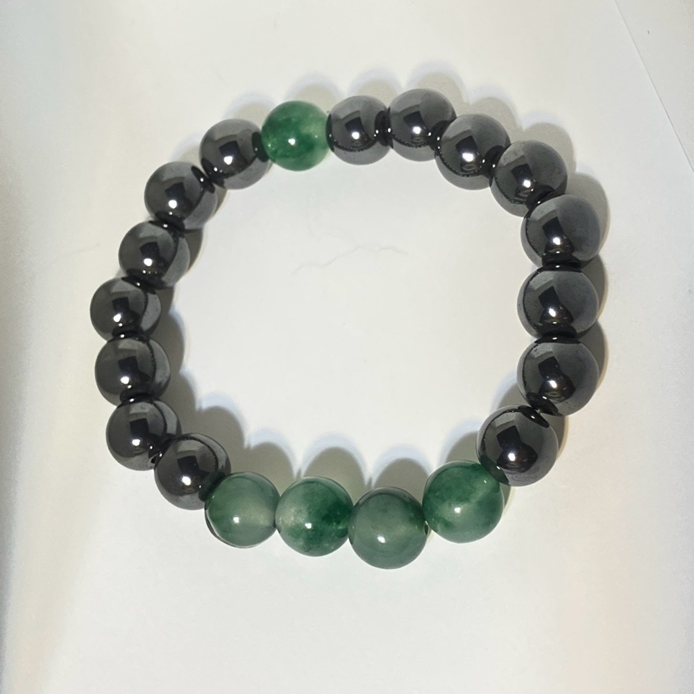 Men’s Hematite & Jade Stretch Bracelet – Grounded Strength & Natural Balance